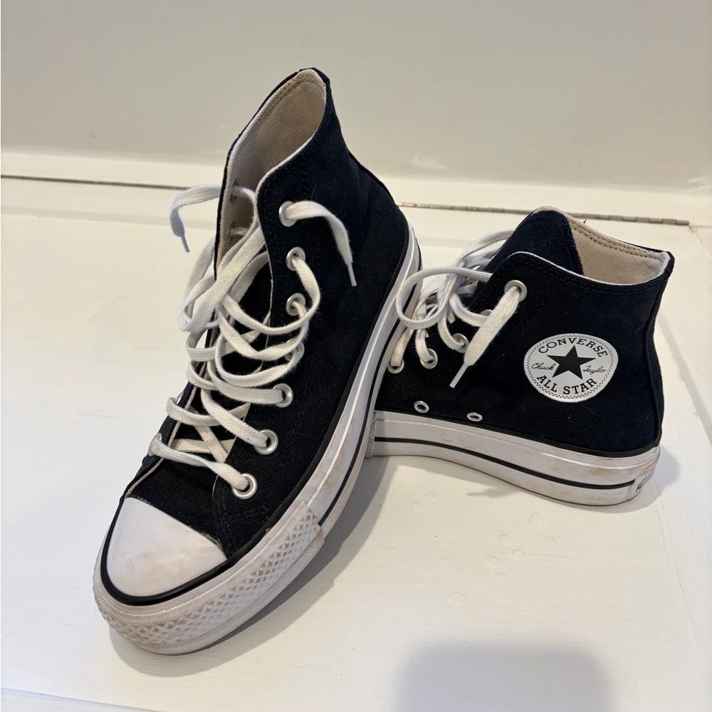 Converse Black and White High-Top Platform Sneakers